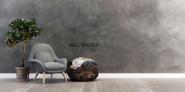 Mockup-ontwerp voor de muur in 3d-rendering