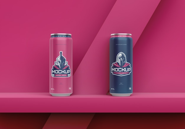 PSD mockup-ontwerp voor drankverpakkingen