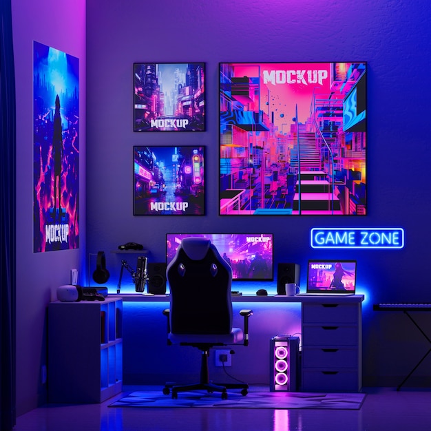 Mockup-ontwerp voor gamerkamers