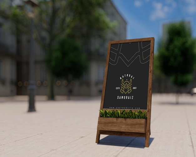 Mockup-ontwerp voor houten staande banner-logo