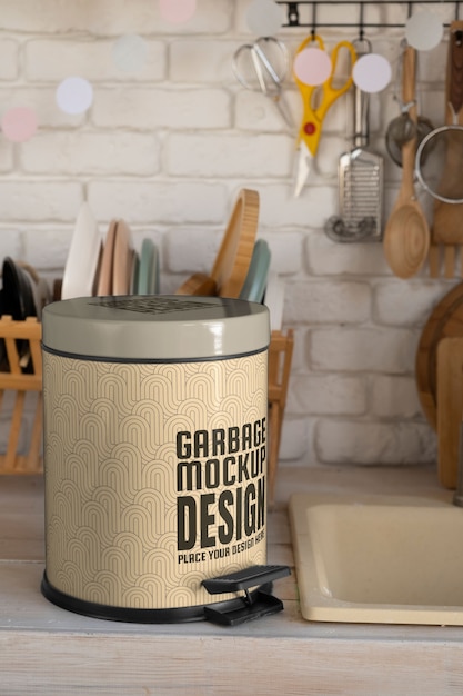 PSD mockup-ontwerp voor kleine vuilnisbakken
