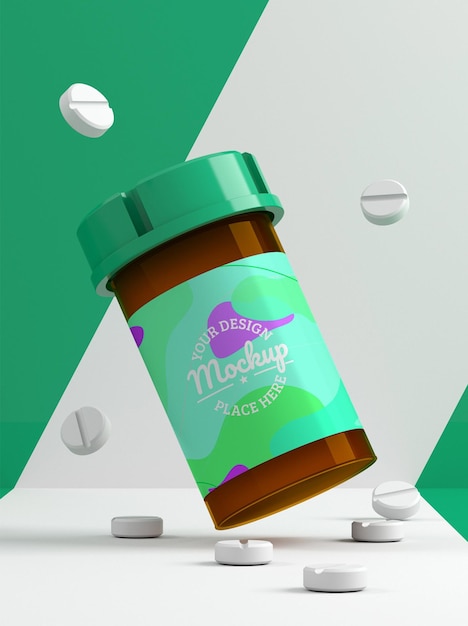 PSD mockup-ontwerp voor pillenfles