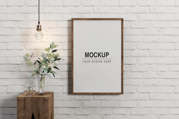 Mockup-ontwerp voor posterframe in 3d-rendering