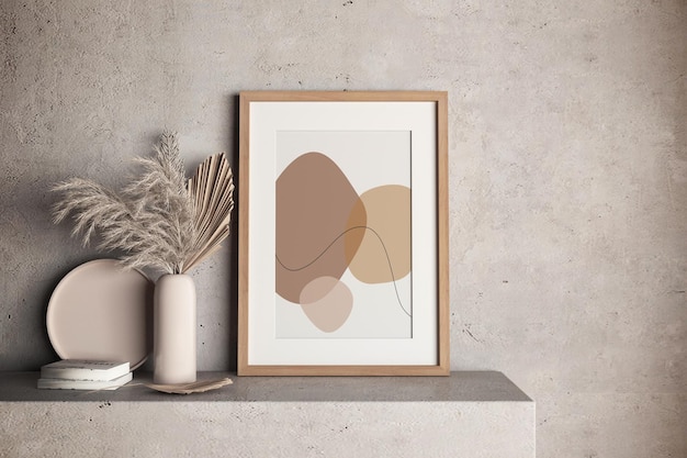 Mockup-ontwerp voor posterframe in 3D-rendering