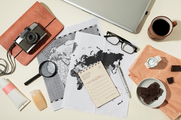Mockup-ontwerp voor reisplanning