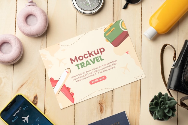 PSD mockup-ontwerp voor reistickets