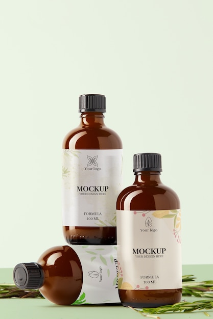 Mockup-ontwerp voor shampoo-verpakkingen