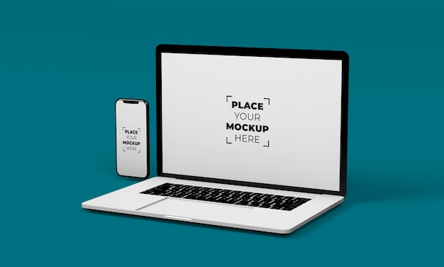 Mockup-ontwerp voor smartphone en laptop op volledig scherm