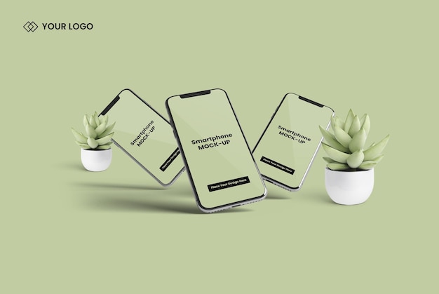 Mockup-ontwerp voor smartphonescherm in realistische 3d-weergave premium psd