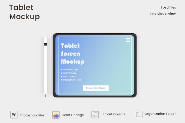 Mockup-ontwerp voor tablet op volledig scherm premium psd