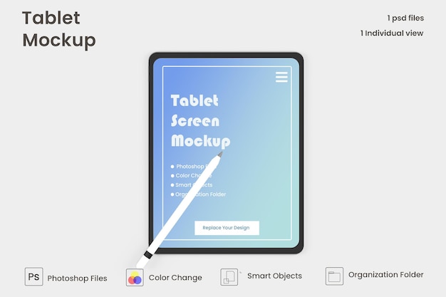 Mockup-ontwerp voor tablet op volledig scherm Premium Psd