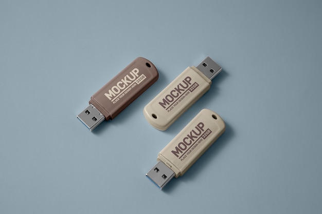 PSD mockup-ontwerp voor usb-sticks