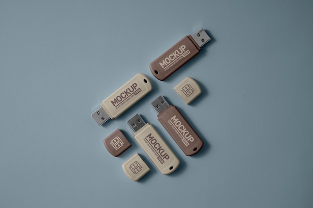 PSD mockup-ontwerp voor usb-sticks