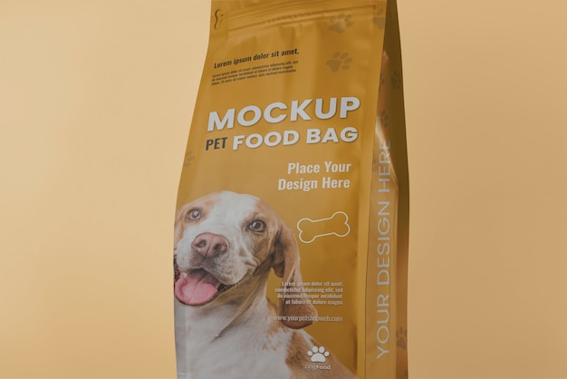 PSD mockup ontwerp voor voedselzakken voor huisdieren