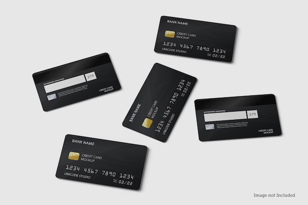 Mockup-ontwerpen voor creditcards in 3d rendeirngs in 3d rendeirng