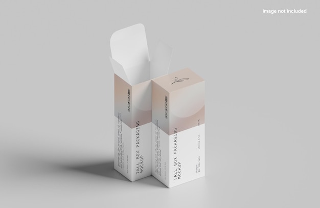 Mockup opakowania wysokiego pudełka