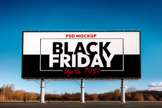 PSD mockup di una pubblicità all'aperto per il black friday