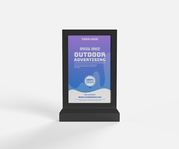 Mockup of outdoor black vertical advertising standing electronic front view