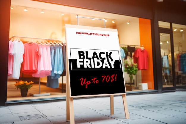 Mockup di un poster pubblicitario all'aperto per il black friday