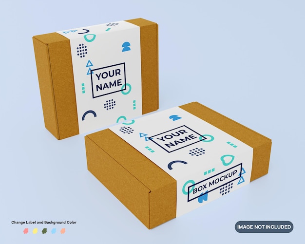 Mockup packaging cardboard box with seamless label for company branding or logo presentation