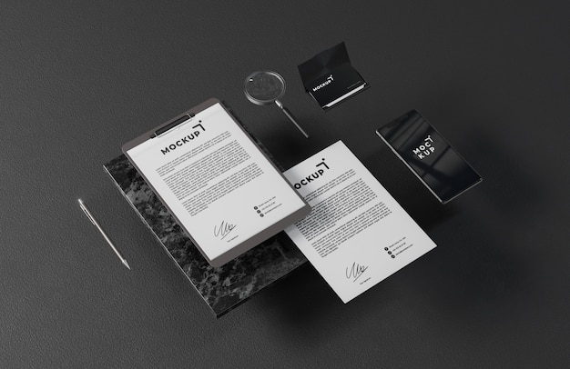 Mockup papierniczy w czarnym stylu