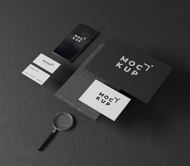 Mockup papierniczy w czarnym stylu