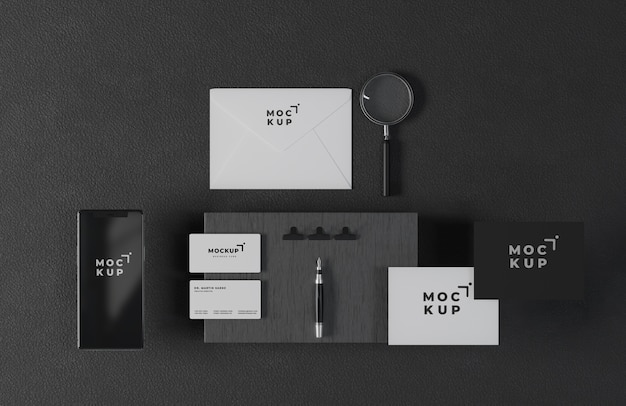 Mockup papierniczy w czarnym stylu
