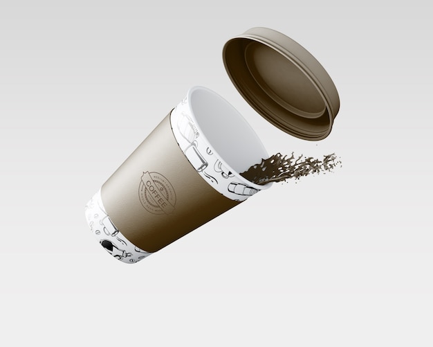 PSD mockup papierowy kubek kawy