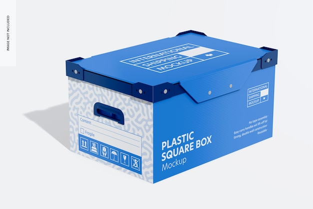 Mockup-perspectief van plastic vierkante doos