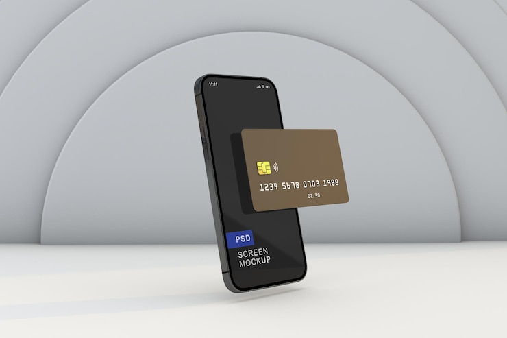 Mockup phone and mockup credit card