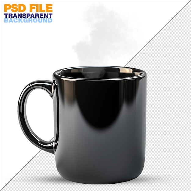 PSD mockup photo closeup of a plain 11 oz black mug