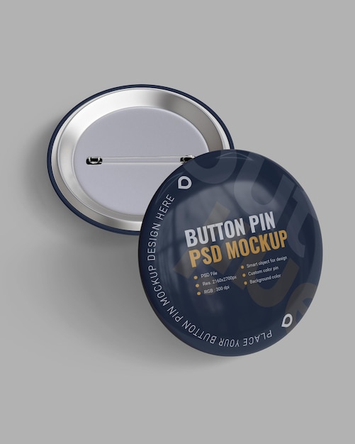 Pulsante pin mockup per il branding psd