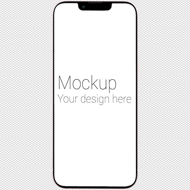 PSD mockup of pink smartphone similar to iphone 13 without background