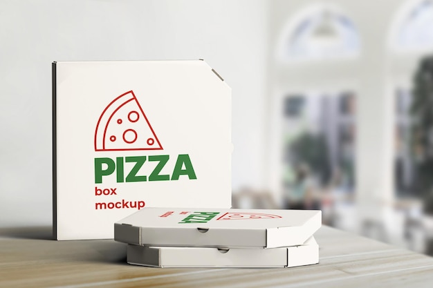 PSD mockup di imballaggio per la consegna da asporto della scatola di cartone della pizza