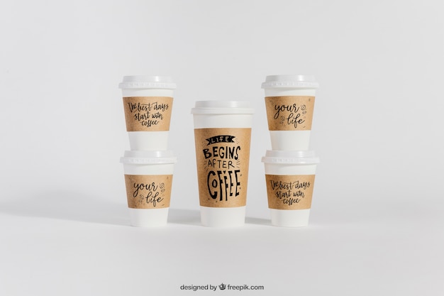 Mockup of plastic coffee cups