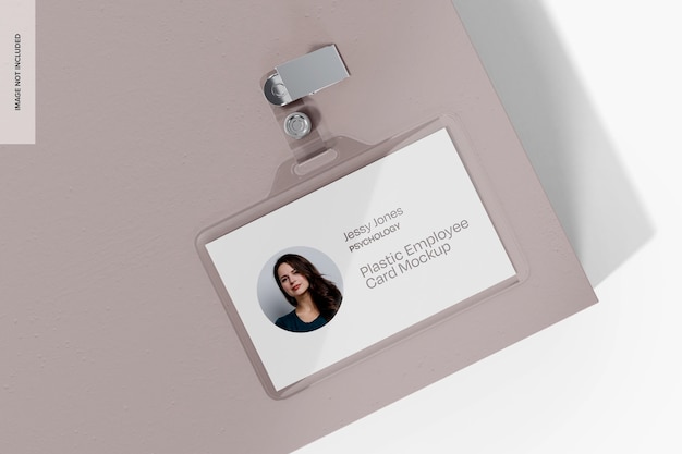 Mockup plastikowej karty pracownika Z góry