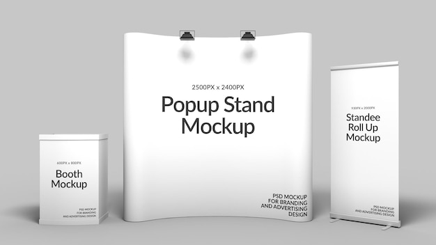Mockup popup stand set tożsamość marki