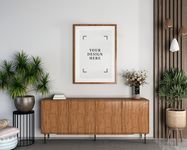 Mockup poster frame in modern interior background