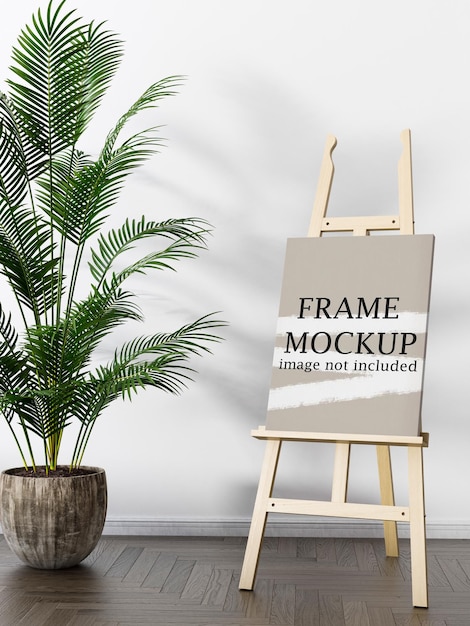 Mockup poster met ezel naast plant