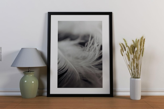 mockup poster in modern living room interior design with empty wall