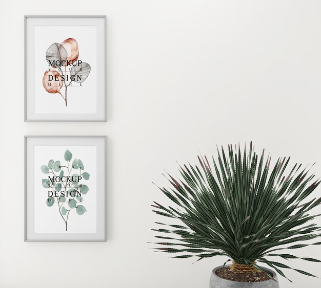 PSD mockup poster with planter