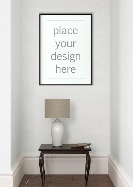 PSD mockup posterframe in interieur 3d illustratie