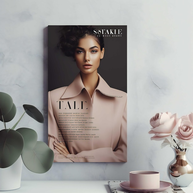 a mockup presenting a fashion magazine cover poster