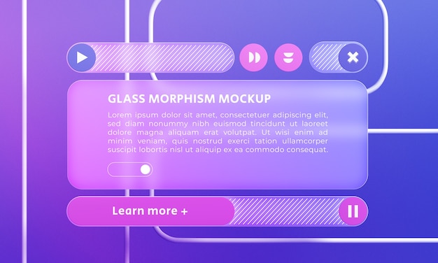 PSD mockup przycisków w stylu glassmorphism