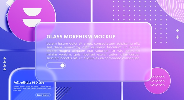 PSD mockup przycisków w stylu glassmorphism