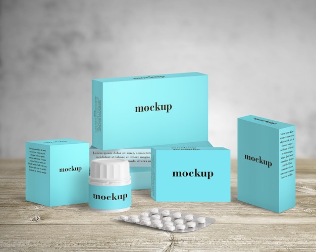 PSD mockup psd free a blue box with the word mockup on it