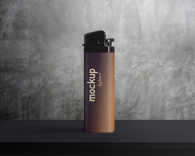 Mockup psd free a brown and black canister that says mockup on it