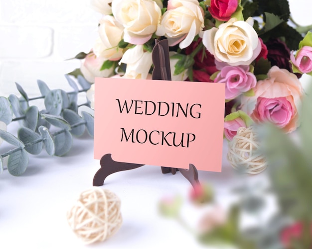 mockup psd free a sign that says wedding mockup on it