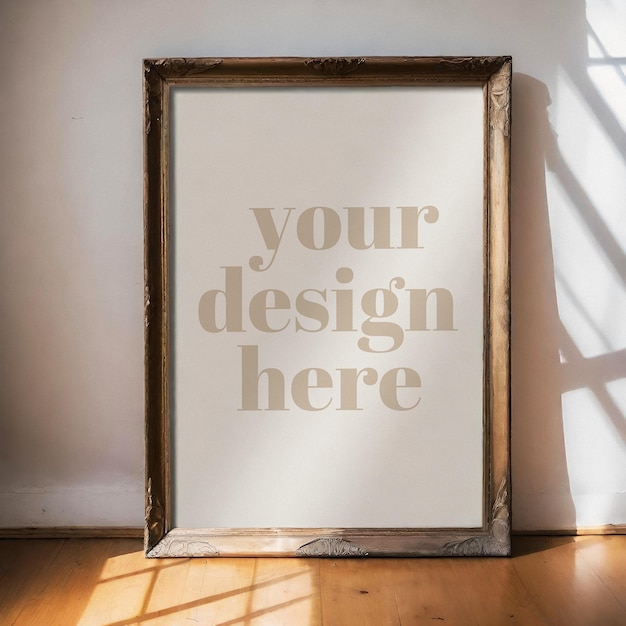 Mockup PSD for Poster with Framed Illustration Showcasing Artwork in Interior Frame Render