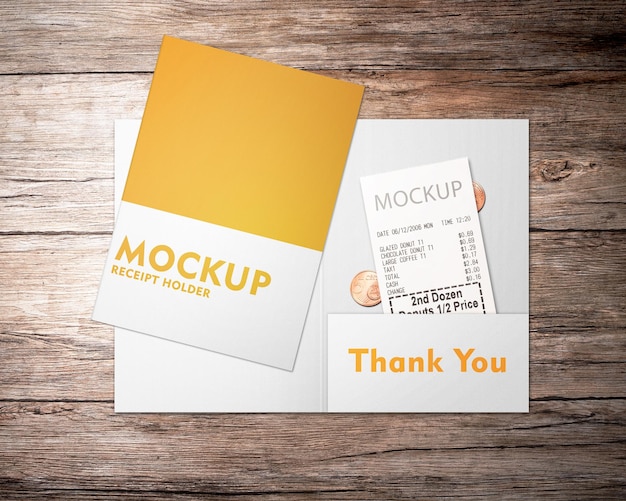 Mockup psd of receipt holder